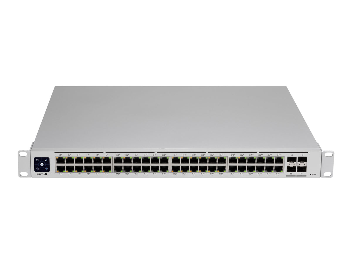 Ubiquiti UniFi Switch USW-PRO-48-POE - Conmutador - Gestionado - 48 x 10/100/1000 (40 PoE+, 8 PoE++) + 4 x 10Gb Ethernet SFP+ - montaje en rack - PoE++ (600 W) - CA 120/230 V / DC 11,5/52 V