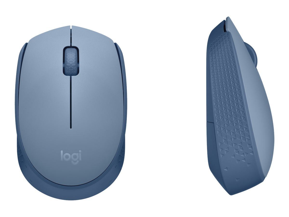 Logitech M170 Wireless Mouse, Ambidextrous, Blue Gray - Ratón - diestro y zurdo - óptico - 3 botones - inalámbrico - 2.4 GHz - receptor inalámbrico USB - azul/gris