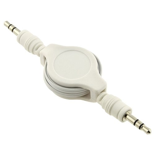 Cable Audio 1/8mm - 1/8mm Macho-Macho retractil 2.5ft,Blanco.