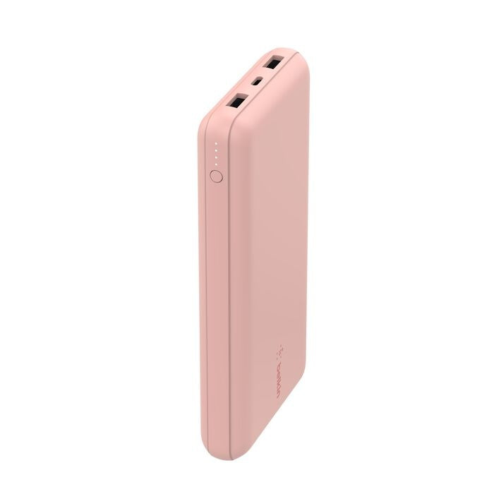 Belkin BoostCharge - Power bank - 20000 mAh - 15 Watt - 3 A - 3 output connectors (24 pin USB-C, 2 x USB) - on cable: USB-C - rose gold