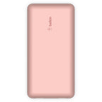 Belkin BoostCharge - Power bank - 20000 mAh - 15 Watt - 3 A - 3 output connectors (24 pin USB-C, 2 x USB) - on cable: USB-C - rose gold