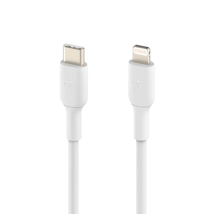 Belkin BoostCharge - Cable Lightning - 24 pin USB-C macho a Lightning macho - 1 m - blanco - suministro de potencia USB (18W)