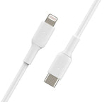 Belkin BoostCharge - Cable Lightning - 24 pin USB-C macho a Lightning macho - 1 m - blanco - suministro de potencia USB (18W)