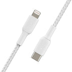 Belkin BoostCharge - Cable Lightning - 24 pin USB-C macho a Lightning macho - 1 m - blanco - suministro de potencia USB (18W)