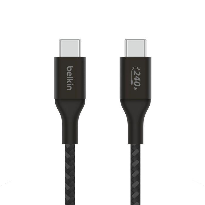 Belkin BoostCharge - Cable USB - 24 pin USB-C (M) a 24 pin USB-C (M) - USB 2.0 - 2 m - compatible con hasta 240 W de potencia - negro