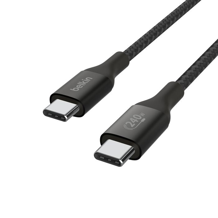 Belkin BoostCharge - Cable USB - 24 pin USB-C (M) a 24 pin USB-C (M) - USB 2.0 - 2 m - compatible con hasta 240 W de potencia - negro