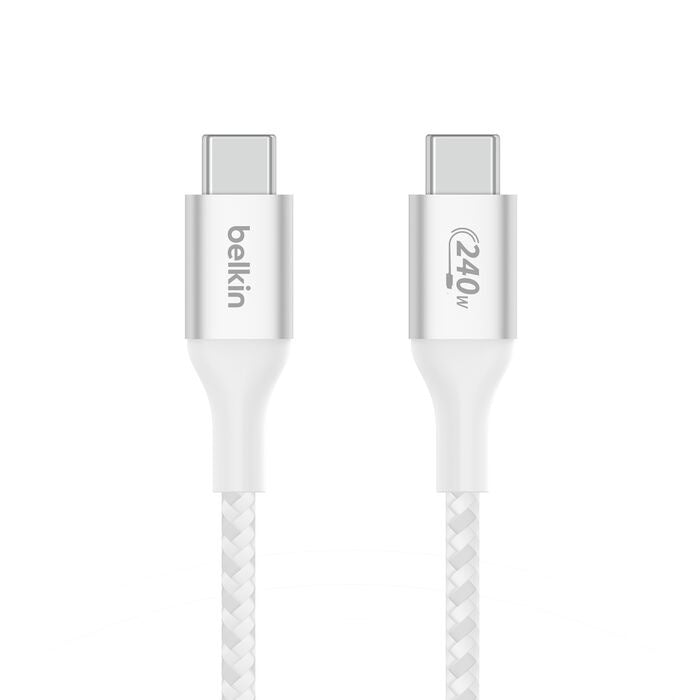 Belkin BoostCharge - Cable USB - 24 pin USB-C (M) a 24 pin USB-C (M) - USB 2.0 - 2 m - compatible con hasta 240 W de potencia - blanco