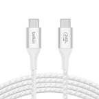 Belkin BoostCharge - Cable USB - 24 pin USB-C (M) a 24 pin USB-C (M) - USB 2.0 - 2 m - compatible con hasta 240 W de potencia - blanco