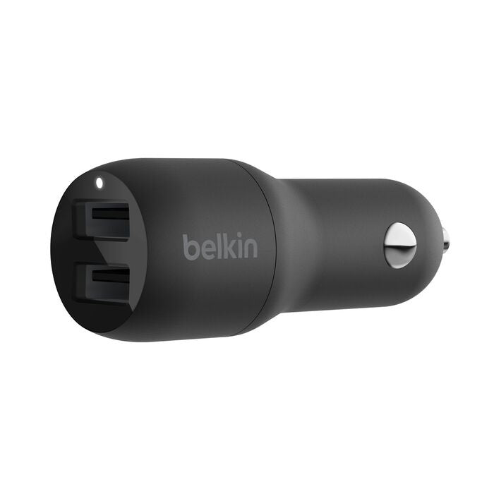 Belkin BoostCharge Dual Charger - Car power adapter - 24 Watt - 4.8 A - 2 output connectors (USB) - black