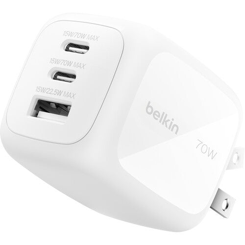 Belkin - Wall Charger - Lithium ion - Para Apple / Samsung phones - 70W USB-C PD PPS 2 USB-C