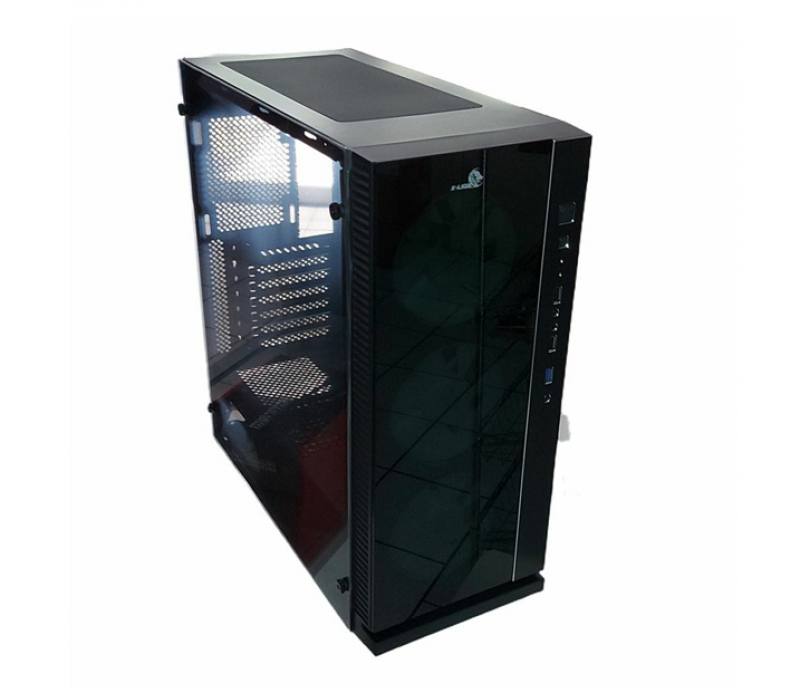 Gabinete Gaming X-LION HS-860, Panel de vidrio templado frontal y lateral, 3x Fan incluidos, Mid tower, no incluye fuent