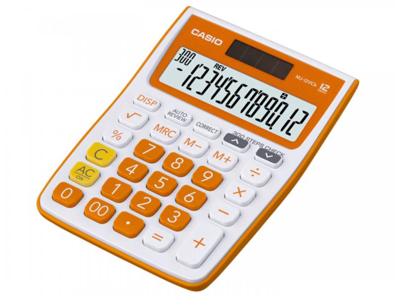 Calculadora de Escritorio Casio MJ-12VCB-RG (Blanco y Anaranjado)