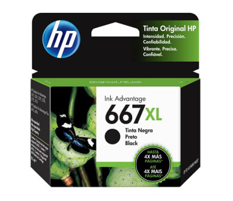 Cartucho de tinta HP Ink Advantage  667XL Negro, 3YM81AL