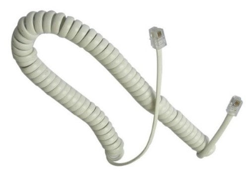 CABLE DE TELEFONO PARA AURICULAR- 25PIES, ESPIRAL BLANCO