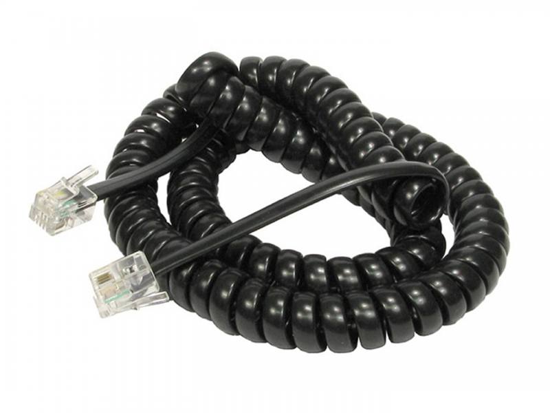 CABLE DE TELEFONO PARA AURICULAR 7PIES, ESPIRAL NEGRO