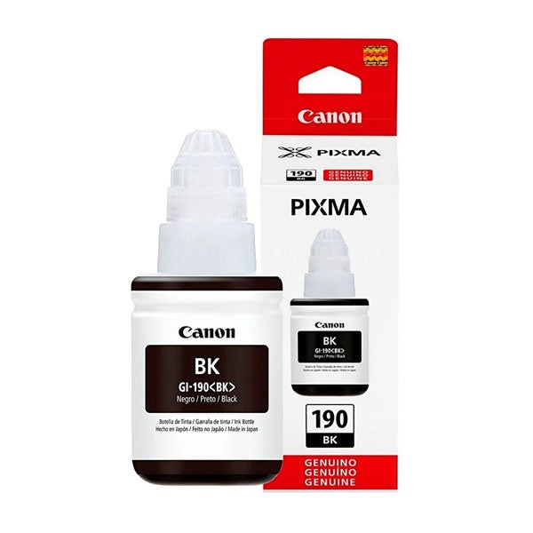 Canon GI 190 BK - 135 ml - negro - original - recarga de tinta - para Maxx Tinta G3102; MegaTank G2110, G3111; PIXMA G-1110, G2100, G2110, G3110, G4100, G4110