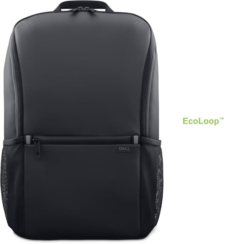 Dell EcoLoop Essential Backpack 14-16 Dos bolsillos laterales de malla / Bolsillo delantero con cremallera de fácil acceso / Tejido 400D resistente al agua y duradero