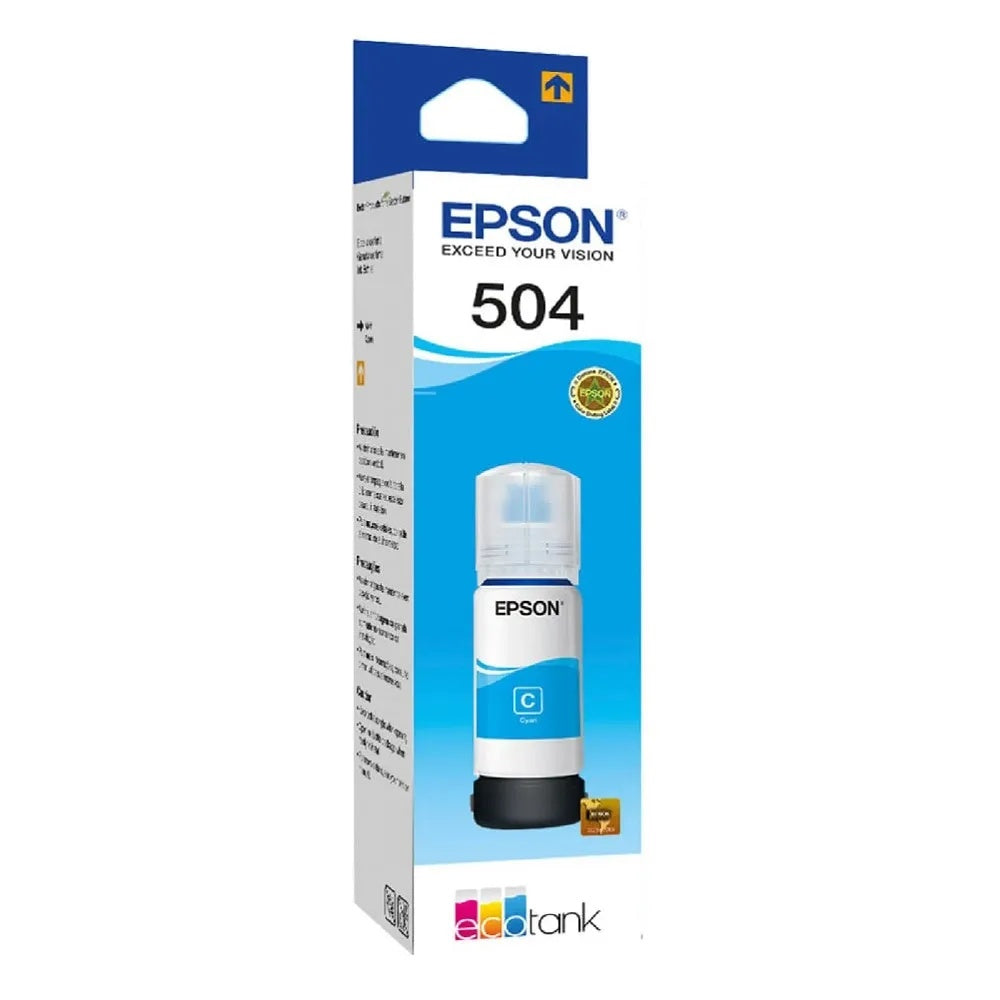 Epson 504 - 70 ml - cián - original - recarga de tinta - para EcoTank L4150, L4260, L6161, L6171, L6191, L6270