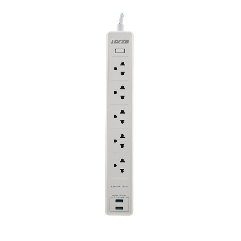 Forza - Surge protector - AC 110/220 V - 5 Tomas de Corriente - UNV NEMA 2USB 5ft WH