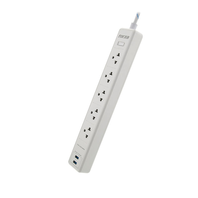 Forza - Surge protector - AC 110/220 V - 5 Tomas de Corriente - UNV NEMA 2USB 5ft WH