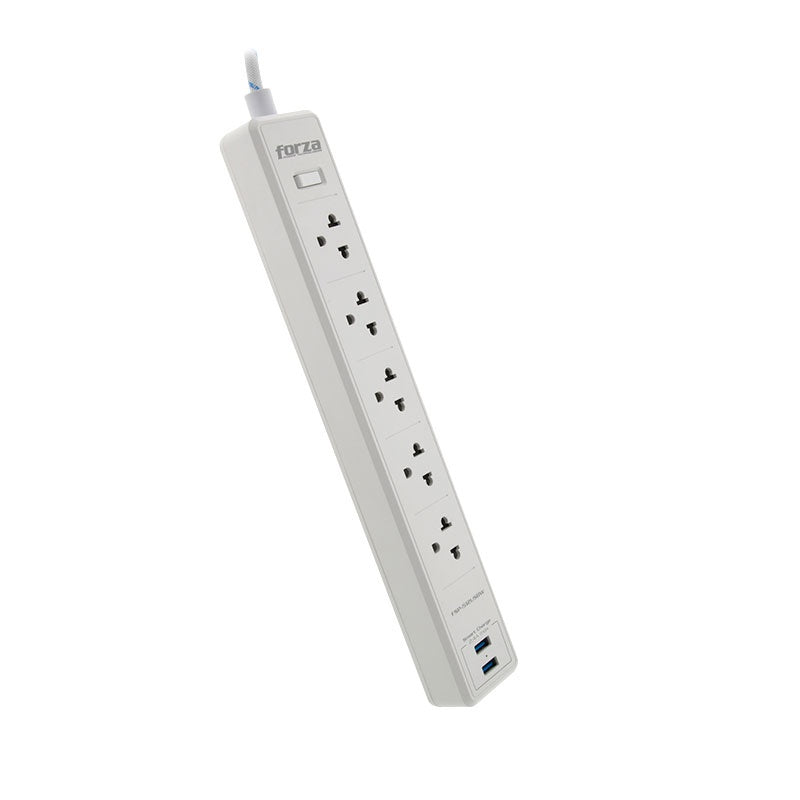 Forza - Surge protector - AC 110/220 V - 5 Tomas de Corriente - UNV NEMA 2USB 5ft WH