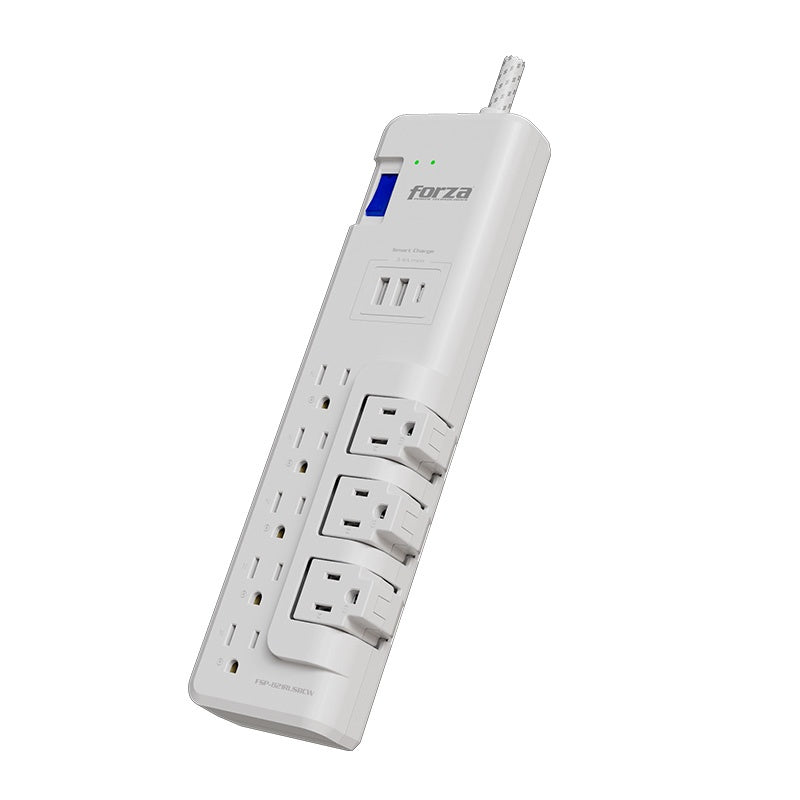 Forza - Surge protector - AC 110/220 V - 8 Tomas de Corriente - 3-ROT 2USB-A/1C 6FT