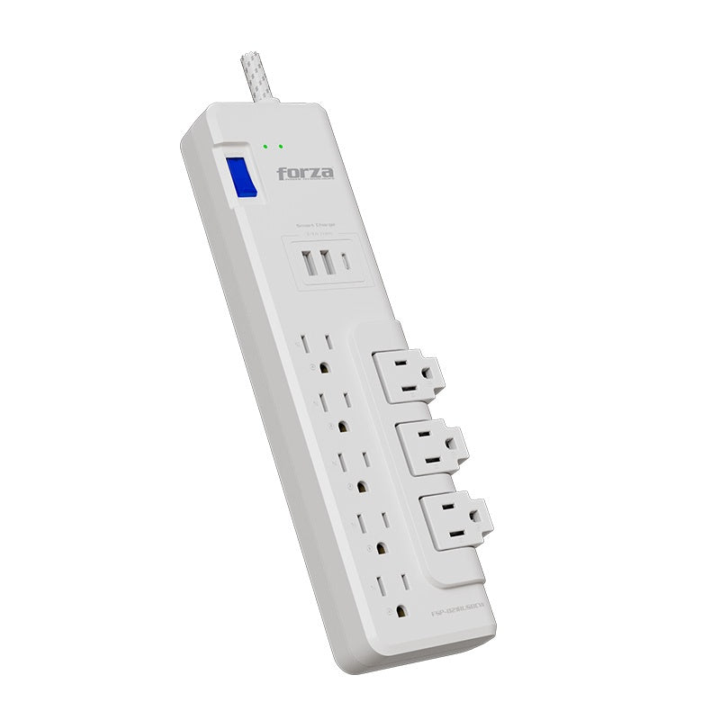 Forza - Surge protector - AC 110/220 V - 8 Tomas de Corriente - 3-ROT 2USB-A/1C 6FT