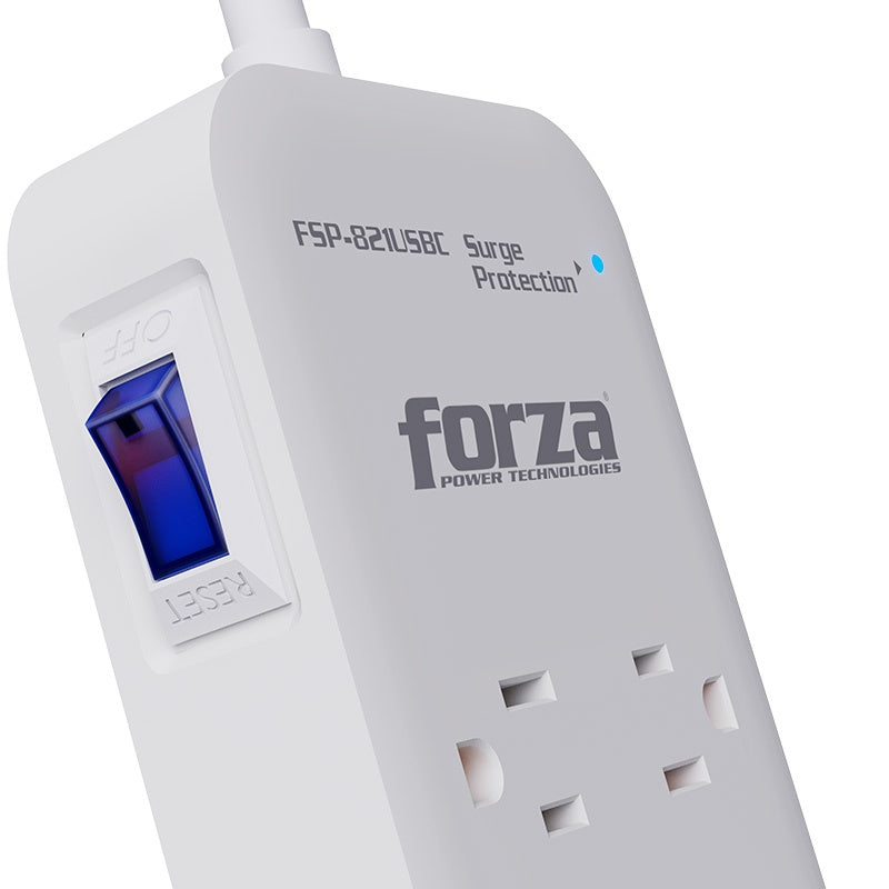 Forza - Surge protector - AC 110/220 V - 8 Tomas de Corriente - USB A+C