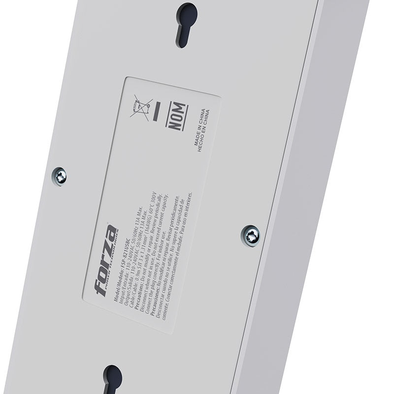 Forza - Surge protector - AC 110/220 V - 8 Tomas de Corriente - USB A+C