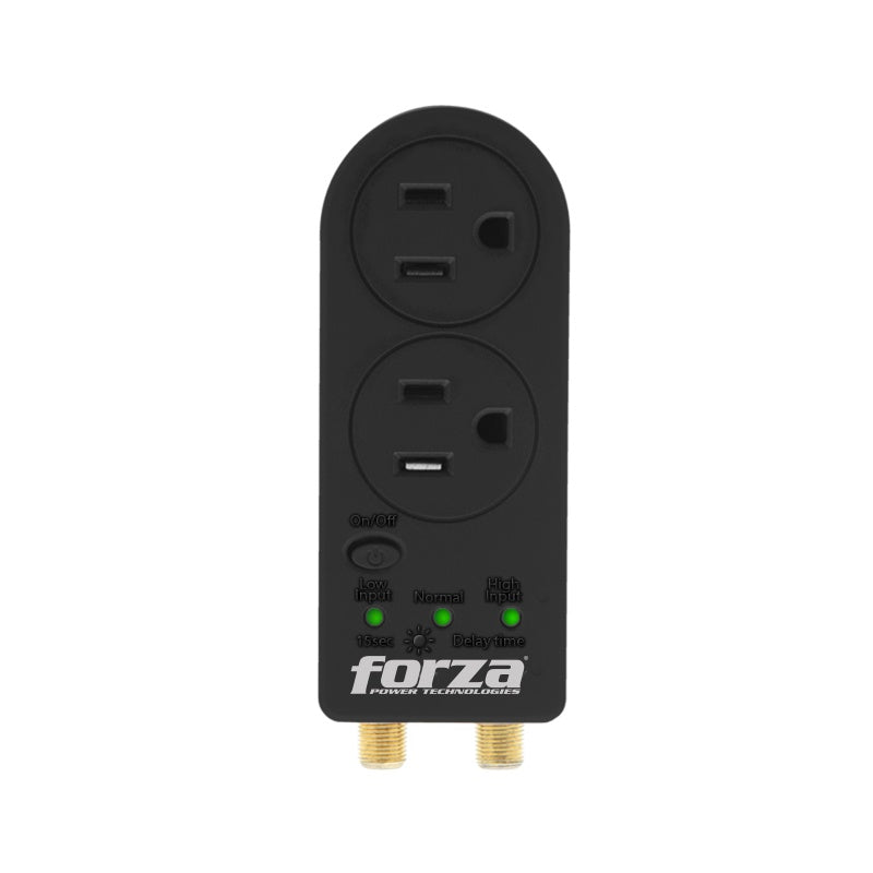 Forza Power Technologies - Automatic voltage regulator - Forza Voltage Protector FVP-0200C Coaxial 2 Out 110V US Plug