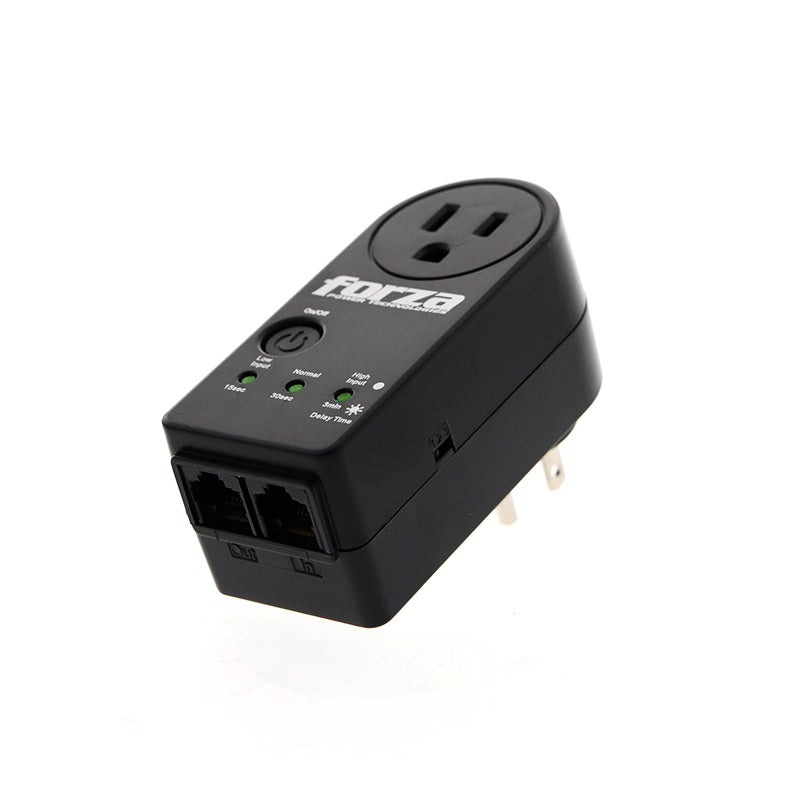 Forza Surge Zion 2K10 - Supresor de sobrevoltaje - 110V US - 1 RJ45 - 1 Salida - Rango de Voltaje 90-140 VAC - Proteccion de Picos IMAX 18000A - Color Negro