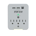 Forza FWT-331USBC - Protector contra sobretensiones (montaje en pared) - CA 125 V - 1875 vatios - conectores de salida: 3 - blanco
