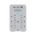 Forza FWT-631USBC - Protector contra sobretensiones (montaje en pared) - CA 125 V - 1875 vatios - conectores de salida: 6 - blanco