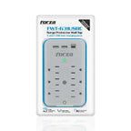 Forza FWT-631USBC - Protector contra sobretensiones (montaje en pared) - CA 125 V - 1875 vatios - conectores de salida: 6 - blanco