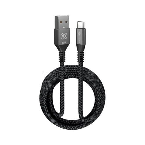 Klip Xtreme - USB cable - 24 pin USB-C - 9 pin USB Type A - 3 m - Black - 30W Braided Fast charging