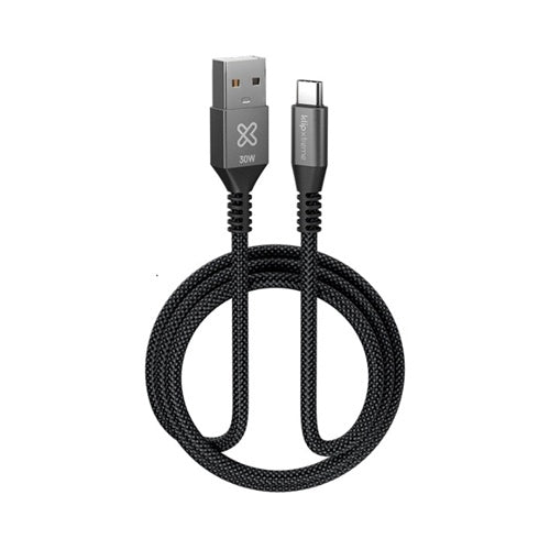 Klip Xtreme - USB cable - 24 pin USB-C - 9 pin USB Type A - 1 m - Black - 30W Braided Fast charging