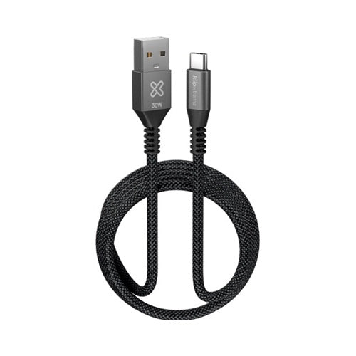 Klip Xtreme - USB cable - 24 pin USB-C - 9 pin USB Type A - 1.8 m - Black - 30W Braided Fast charging