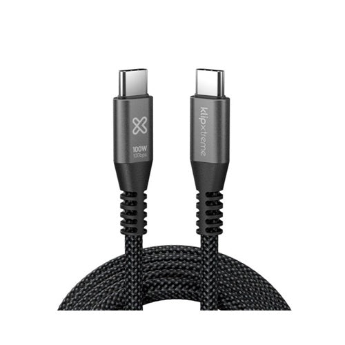 Klip Xtreme - USB cable - 24 pin USB-C - 3 m - Black - 100W 10Gbps Braided Fst Charg
