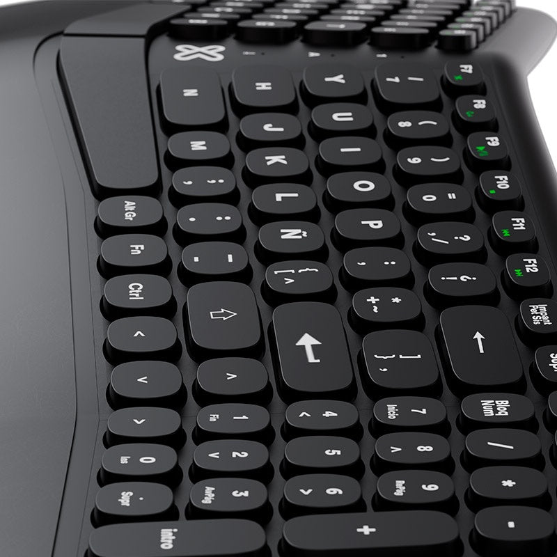 Klip Xtreme - Keyboard - Wired - Spanish - USB - Ergonomic Design - Black - Ergonomical