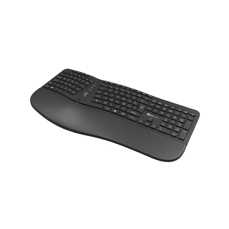 Klip Xtreme - Keyboard - Spanish - Wireless - 2.4 GHz - All black - Ergonomic