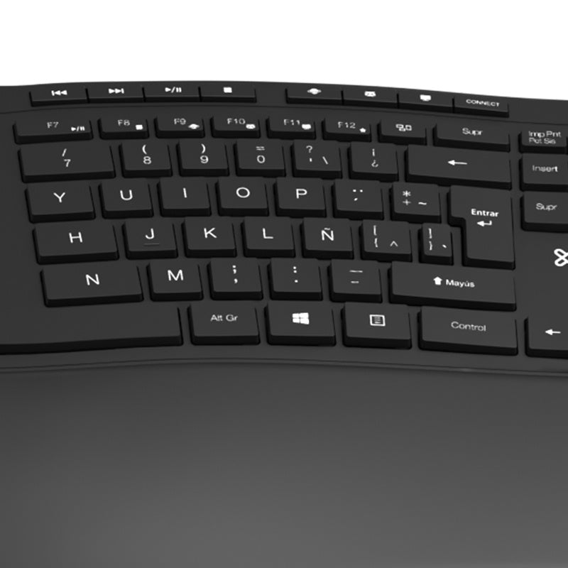 Klip Xtreme - Keyboard - Spanish - Wireless - 2.4 GHz - All black - Ergonomic