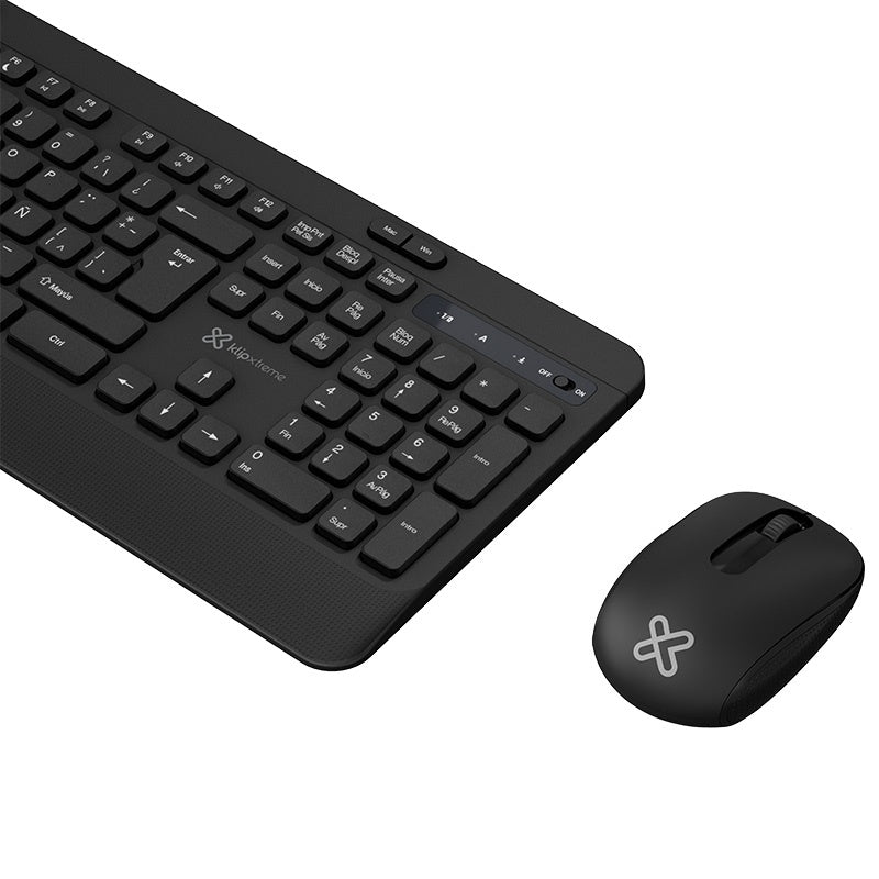 Klip Xtreme - Keyboard and mouse set - Spanish (Latin American) - Wireless - 2.4 GHz / Bluetooth - Black