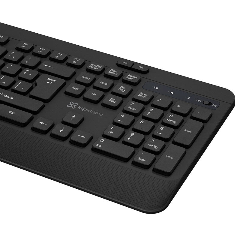 Klip Xtreme - Keyboard and mouse set - Spanish (Latin American) - Wireless - 2.4 GHz / Bluetooth - Black