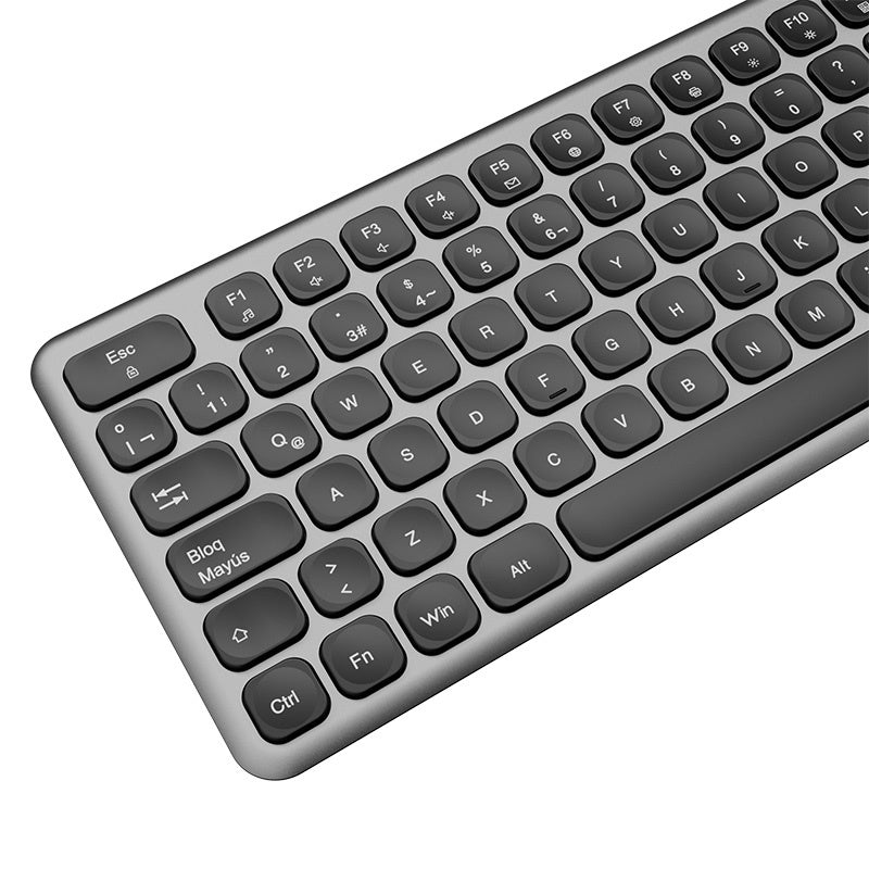 Klip Xtreme - Keyboard and mouse set - Spanish (Latin American) - Wireless - Bluetooth - Aluminum silver - KBK-850