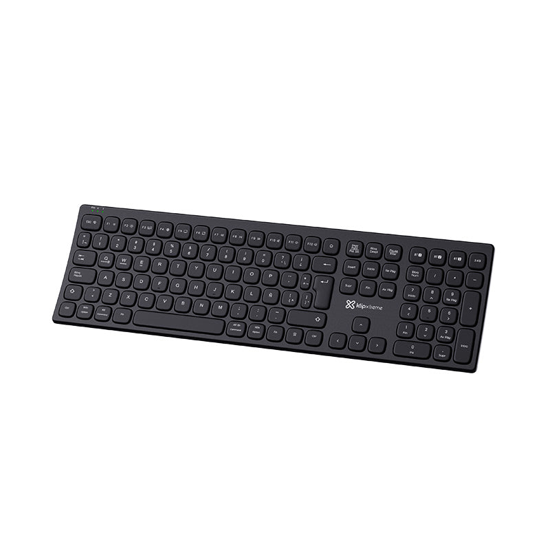 Klip Xtreme - Keyboard - Wireless - Spanish (Latin American) - Bluetooth / 2.4 GHz / USB-C - Ergonomic Design - Black - Curve