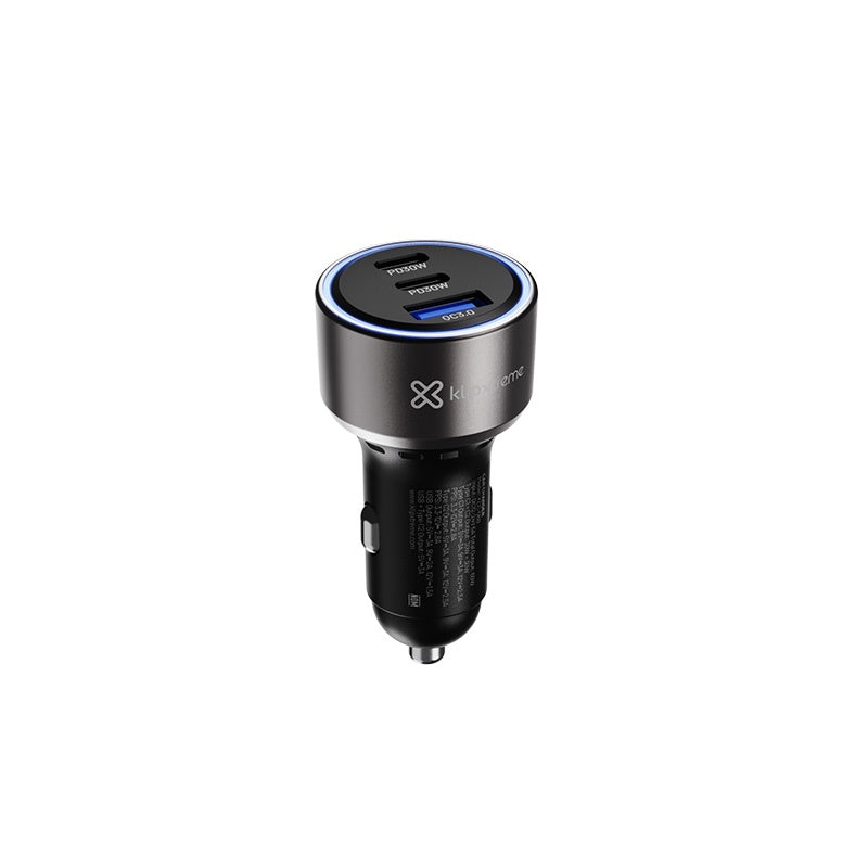 Klip Xtreme KCC-060 - Car power adapter - 60 Watt - 2 x 24 pin USB-C / 9 pin USB Type A - Cellular phone / Tablet - Car - Para Smartphones tablets small devices