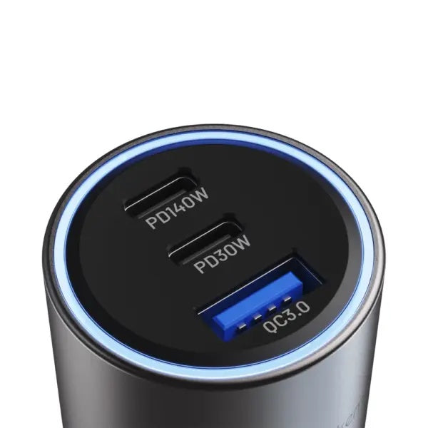 Klip Xtreme KCC-140 - Car power adapter - 140 Watt - 2 x 24 pin USB-C / 9 pin USB Type A - Cellular phone / Tablet - Car - Para Smartphones, tablets, small devices