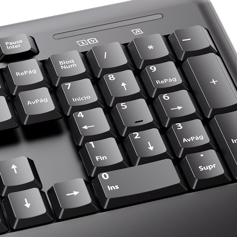 Klip Xtreme - Keyboard - Spanish - Wireless - 2.4 GHz - Black - Combo - hand rest