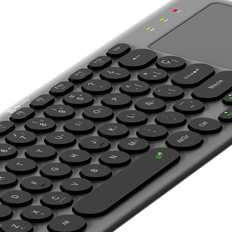 Klip Xtreme - Keyboard - Spanish - Wireless - 2.4 GHz / Bluetooth 5.0 - Gray / Black - Dual Connection / Touchpad