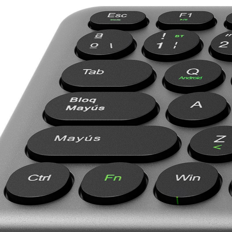 Klip Xtreme - Keyboard - Spanish - Wireless - 2.4 GHz / Bluetooth 5.0 - Gray / Black - Dual Connection / Touchpad